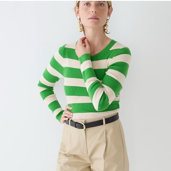 J. Crew Rugby Stripe Cropped Ribbed Sweater - Picture 2 of 8